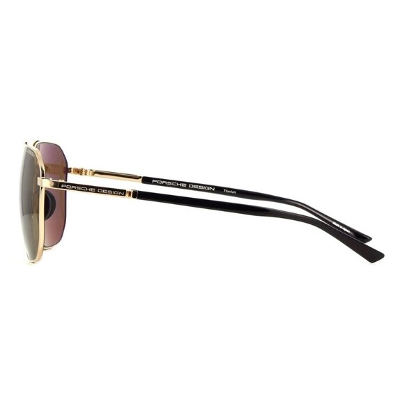 New PORSCHE DESIGN Gold Square P8967 C Sunglasses Women - Picture 3 of 3